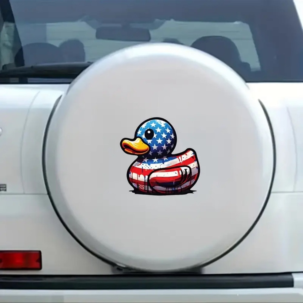 1pc Patriotic Rubber Ducky Flag Decal - Suitable For All Vehicles, Motorcycles